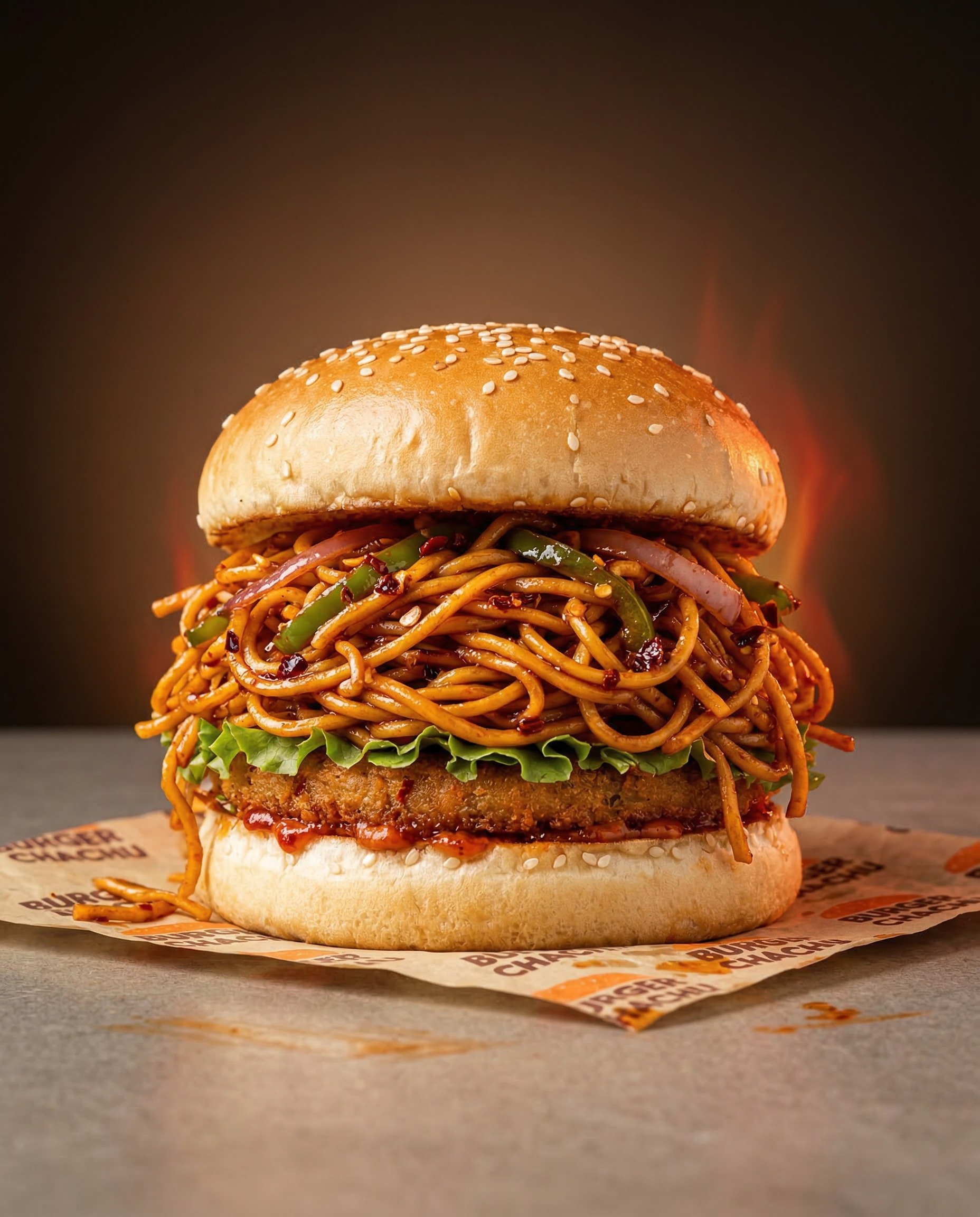 Spicy Noodle Burger